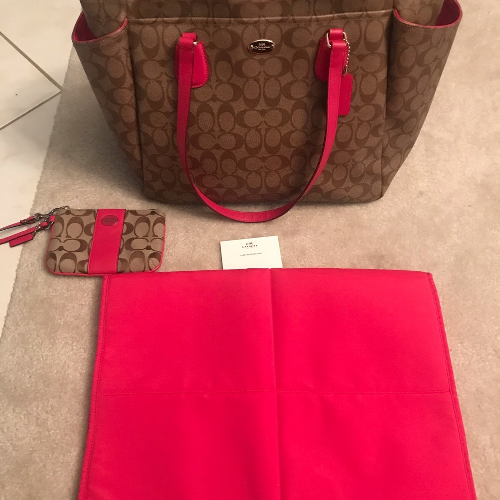 Coach Tote Diaper Bag, Changing Pad, Coach Wallet